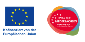 Zwei Logos: das EU-Logo und das Logo ''Europa für Niedersachsen'', die für Förderprogramme der EU und Niedersachsen stehen.